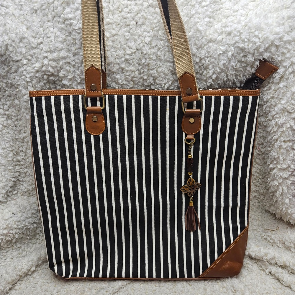 Vaan & Co‎ Royce Rocco Upcycled Canvas and Leather Tote